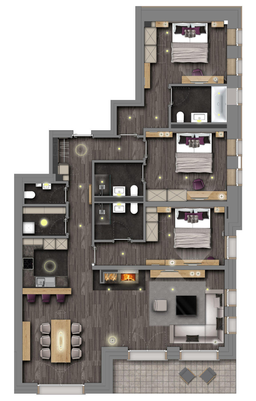Christiania Apartment 2 Zermatt Floor Plan 1
